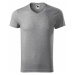 MALFINI Pánske tričko Slim Fit V-neck - Tmavošedý melír