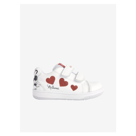 White Girl Patterned Leather Sneakers Geox New Flick - Girls