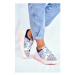 Modro-béžové vzorované Sneakersy na platforme pre dámy v akcii