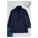 Trendyol Navy Blue Turtleneck Knitted Scuba Sweatshirt