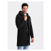 Ombre Men's hooded coat in fine pinstripe - black