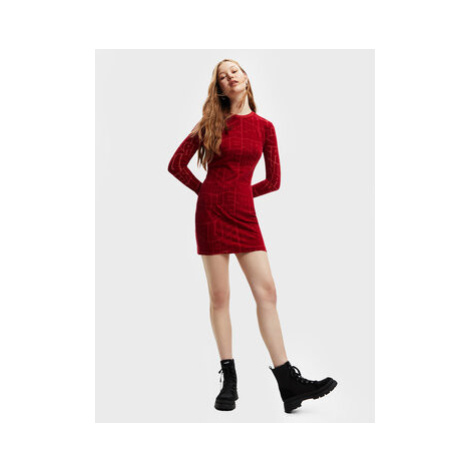 Desigual Koktejlové šaty Hellen 22WWVK76 Červená Slim Fit
