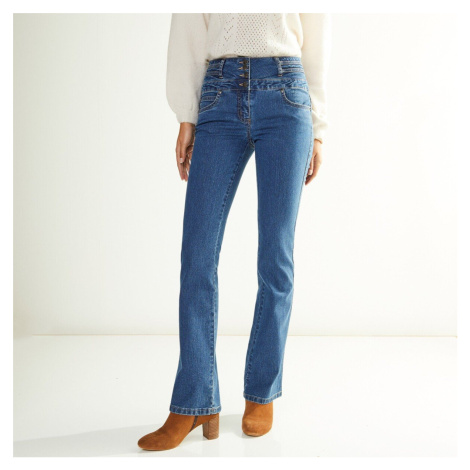 Bootcut džínsy s vysokým pásom, vnútor. dĺžka nohavíc 78 cm Blancheporte