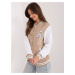 Beige sweatshirt bomber jacket with appliqué