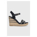 Sandále Tommy Hilfiger SEASONAL WEBBING WEDGE dámske, tmavomodrá farba, na platforme, FW0FW07088