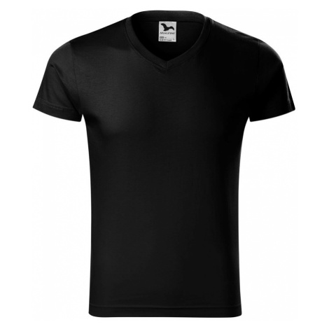 MALFINI Pánske tričko Slim Fit V-neck - Čierna