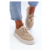 Beige openwork Tanvi platform sneakers