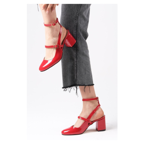 Mio Gusto Inessa Women's Red Color Open Back Heeled Shoes