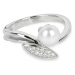 Silver Cat Elegantný strieborný prsteň so zirkónmi a perličkou SC215 60 mm