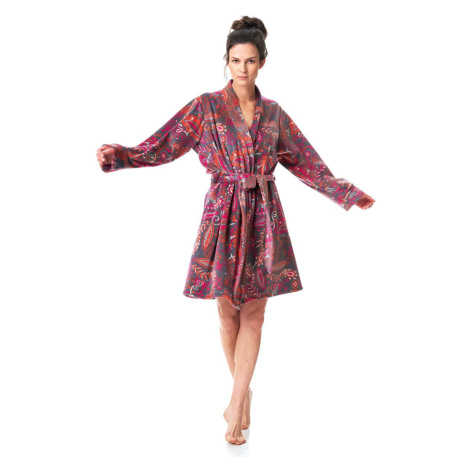 Dámsky župan LGD 782 B23 Grey-pink-red - Kľúč šedo-růžová Key