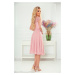 Ružové šifónové šaty s čipkovým výstrihom ALEXIS 381-1