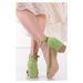 Zelené semišové sandále na hrubom podpätku Brenda