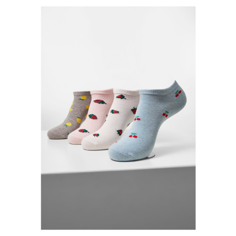 Fruit Invisible Socks Made of Recycled Yarn 4 Pack Grey+Cream+Light Blue+Pink Urban Classics