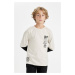 DEFACTO Boy's Crew Neck Printed Long Sleeve T-Shirt