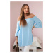 Spanish blouse with ruffles on the sleeve blue