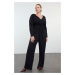 Trendyol Curve Black V-Neck Knitted Plus Size Jumpsuit