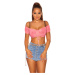 Sexy vrchný diel crop topu mimo ramien NEONPINK Einheitsgroesse