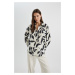 DEFACTO Oversize Fit Patterned Voile Long Sleeve Blouse