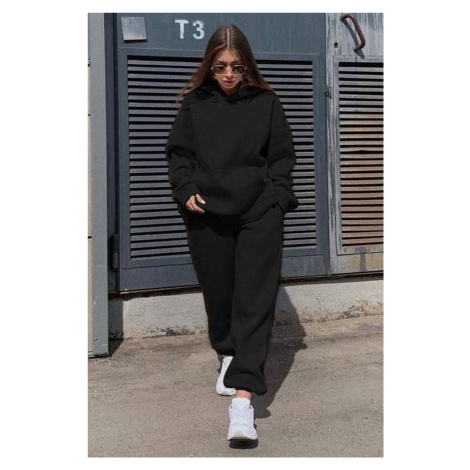 Madmext Oversized Women's Tracksuit Set, Black With Hoodie