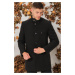 PLT8367 DEWBERRY MEN'S COAT-DARK PLAIN BLACK