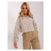 Beige short plaid shirt with buttons