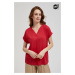 Women's blouse with V-neck MOODO - red