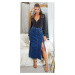 Sexy Musthave Denim Skirt with Slit denimblue 44