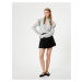 Koton Knitwear Sweater with Textured Ruffle Detail Standing Collar