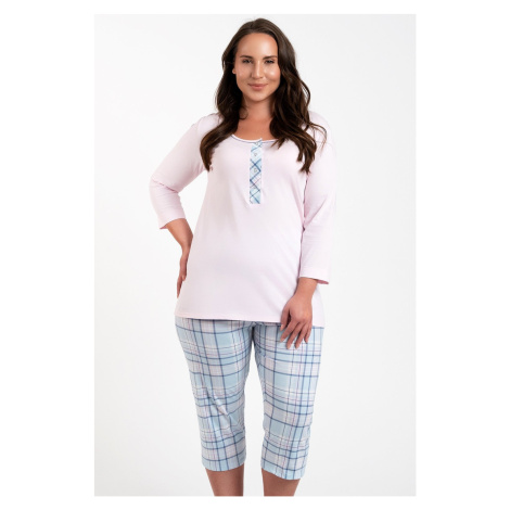 Dámske pyžamo Italian Fashion Allison - trojštvrťové bavlnené Ružovo-modrá