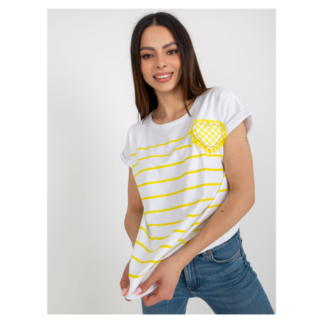 White-yellow striped blouse with short sleeves