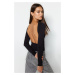 Trendyol Black Deep Backless Fitted Cotton Stretchy Knitted Blouse