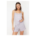 Trendyol Gray Ribbon/Bow Detailed Rope Strap Corded Knitted Pajama Set