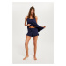 Women's Skinny Straps Pyjama Style, Shorts - Navy Blue