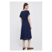 Šaty Lauren Ralph Lauren tmavomodrá farba, mini, áčkový strih