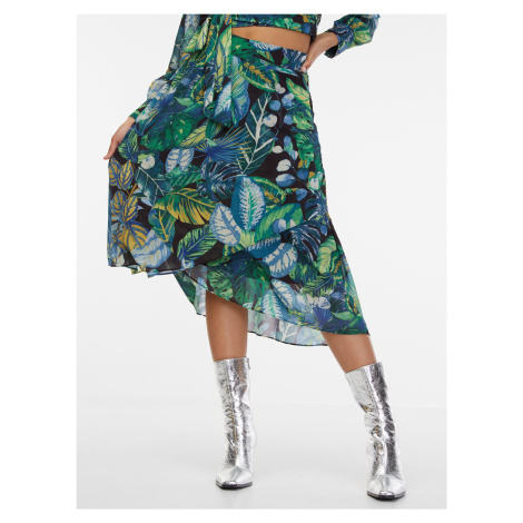 Orsay Black and Green Women's Patterned Skirt - Women's