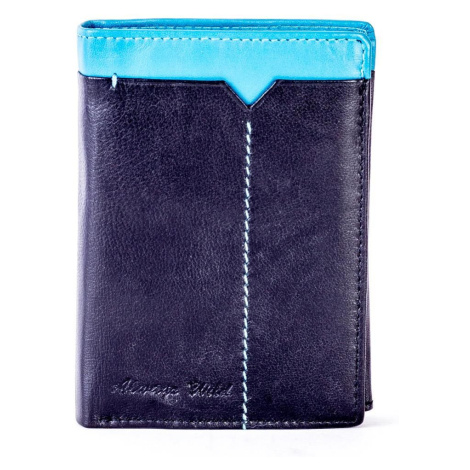 Black and blue men's leather wallet
