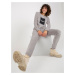 Light grey women's velour set with print