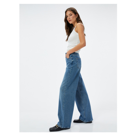 Koton Wide Leg Jeans Standard Waist Pocket Cotton - Bianca Wide Leg Jeans