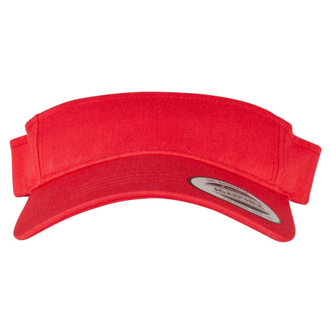 Curved red visor cap