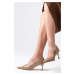 Mio Gusto Wendy Mink Colored Suede And Patent Leather Women's Heeled Shoes.