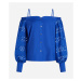 Blúzka Karl Lagerfeld Off Shoulder Embroidery Top Dazzling Blue