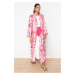 Trendyol Fuchsia Tropical Patterned Long Woven Kimono & Kaftan