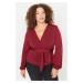 Trendyol Curve Burgundy Tie Detailed Knitted Blouse