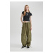 DEFACTO Cool Wide Leg Cargo Gabardine Trousers