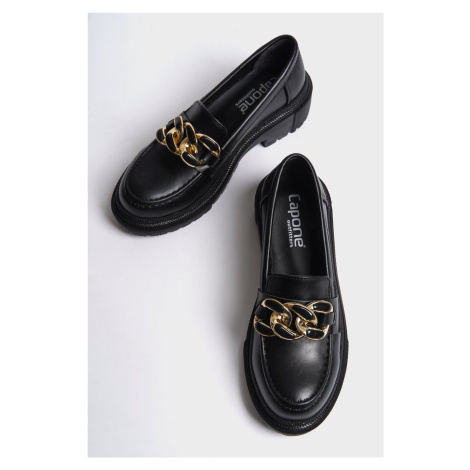 Capone Outfitters Women's Gold Buckle Detailed Loafer