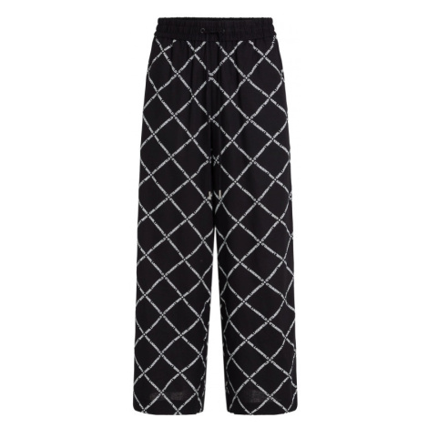 Nohavice Karl Lagerfeld Linen Blend Pant W/Logo Čierna