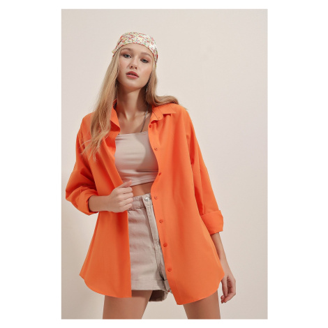 Bigdart 3900 Oversize Long Basic Shirt - Orange