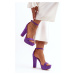 Comfortable suede sandals with high heels, Purple Essence