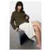 Trendyol Khaki Crop Striped Knitwear Sweater