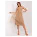 Camel cocktail dress with tulle bottom